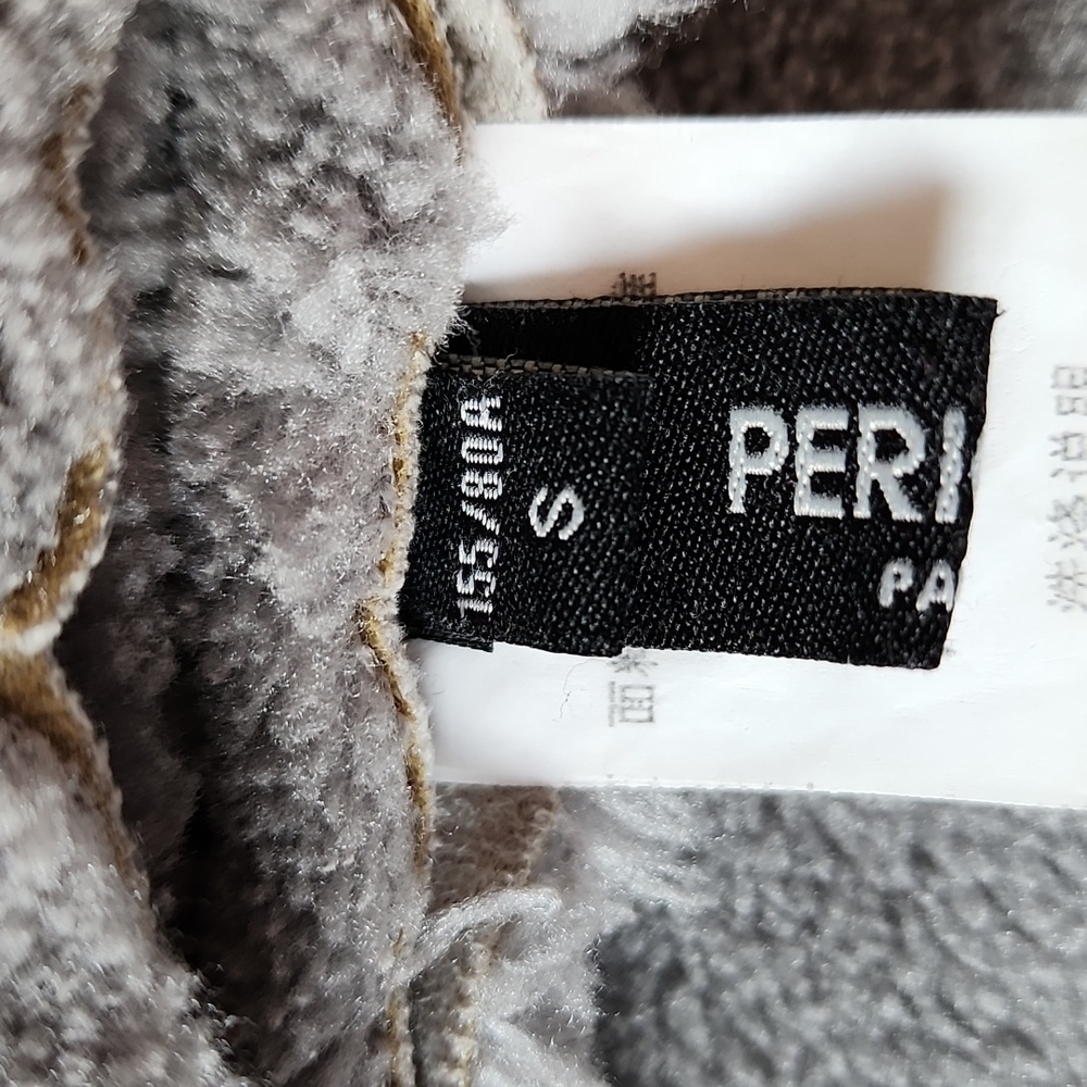 Peridot Paris Moto Style Faux Suede Grey Shearling Jacket - Picture 14 of 15